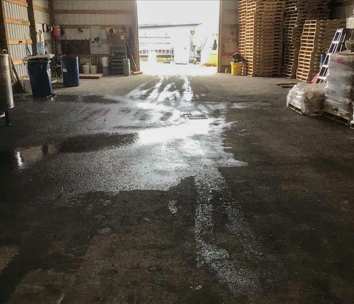 Water on the flood in a commercial garage in Puyallup, WA