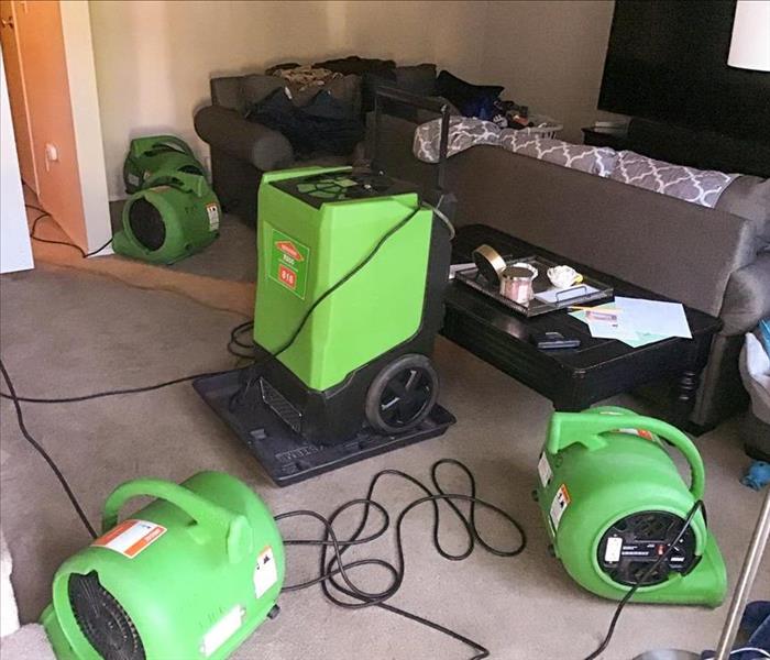 SERVPRO equipment set up to dry a carpet in Sumner, WA